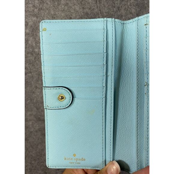 Kate Spade Wallet Large Blue Leather Madison Slim Bifold Saffiano - Picture 8 of 10